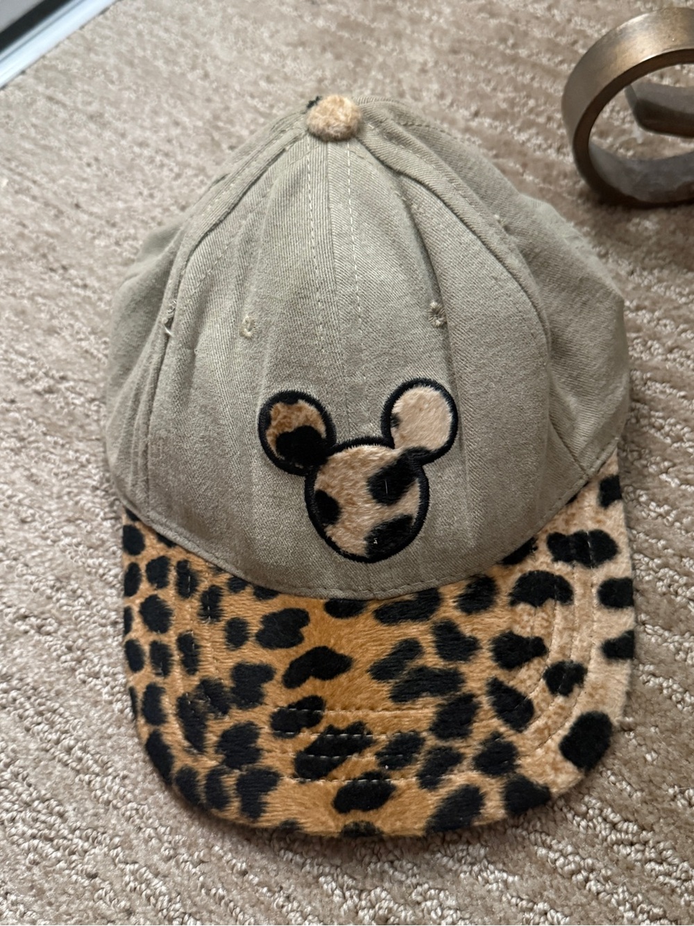Disney Youth Tan and Black Baseball Cap Interior with Mickey Label